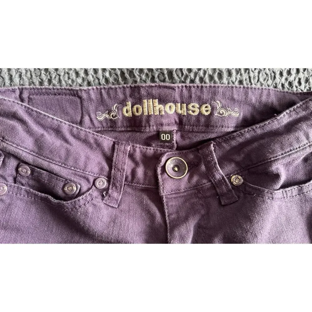 Dollhouse Vintage Y2K Juniors 00 Purple Slim Jeans